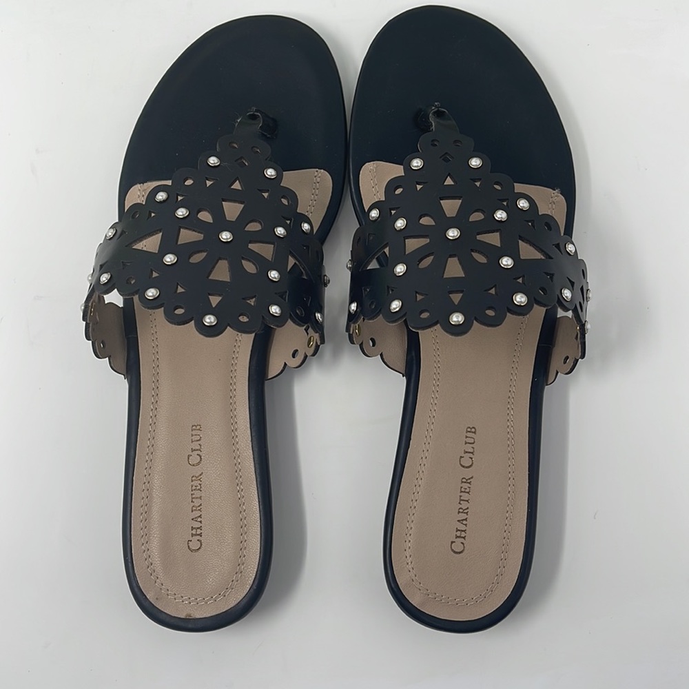 Charter Club Omanii Thong Slide Flat Sandals Size 9.5 M - Picture 4 of 8